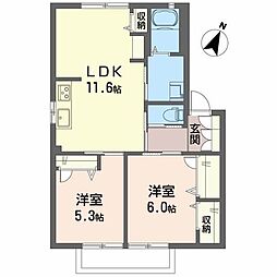 シャーメゾンK.T 2LDKの間取図画像