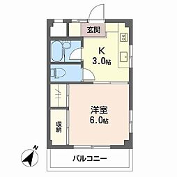 サンハイツ 1Kの間取図画像