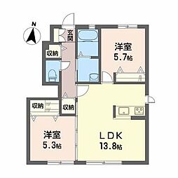 シャーメゾンブランA 2LDKの間取図画像