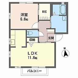 シャーメゾンプラチナA 1LDKの間取図画像
