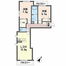 ベレオマム 2LDKの間取図画像