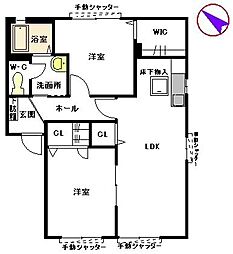 コスモパーク須恵C 2LDKの間取図画像
