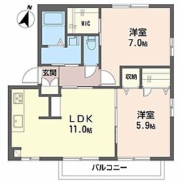 アーナリ　2番館 2階2LDKの間取り