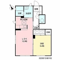 グランディール弐番館 1LDKの間取図画像