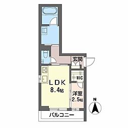 プロキオン大濠 2階1LDKの間取り