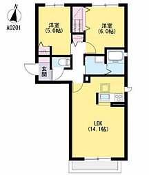 メゾンセフィラ2 2LDKの間取図画像