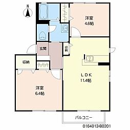 シャルマンメゾン大川B 2LDKの間取図画像