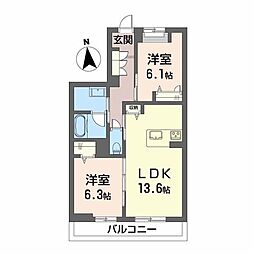 シャーメゾンレジデンス夜明 2LDKの間取図画像