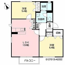 ビューハイムA 2LDKの間取図画像