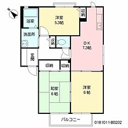 グランドメゾンII　Ｂ棟 2階3DKの間取り