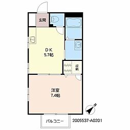 ドゥ・ソレイユ21A 1DKの間取図画像
