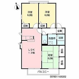 グローヴ・たかのD 3LDKの間取図画像
