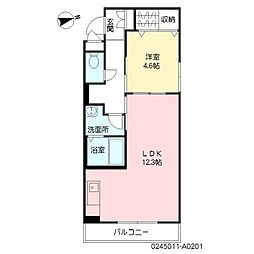 ラ・ポール中井 1LDKの間取図画像