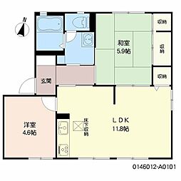 アクシス塔野1 2LDKの間取図画像