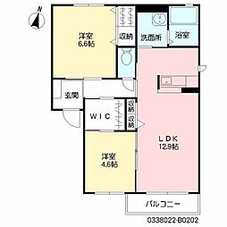 シャーメゾン茶屋の原2B 2LDKの間取図画像