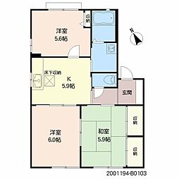 サイドパーク本城2B 3Kの間取図画像