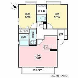 フェリーチェ学研台1A棟 2LDKの間取図画像