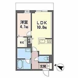 Paradiso本荘 1LDKの間取図画像