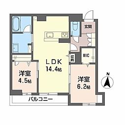 ＷｉｔｈＰｌｕｓ上熊本駅前 3階2LDKの間取り
