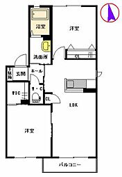 グランドパルクA棟 2LDKの間取図画像