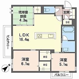 LUCE帯山西 3LDKの間取図画像
