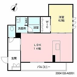 シャーメゾン　ルピナス 2階1LDKの間取り
