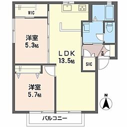 アビィ・ロードA 2LDKの間取図画像