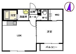 シャーメゾンUEno.1 1LDKの間取図画像
