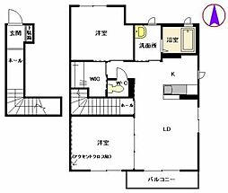 クレセオブレス2番館 2LDKの間取図画像