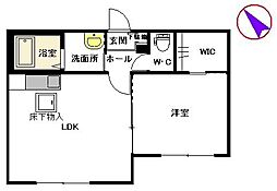 エスポワール1番館 1LDKの間取図画像
