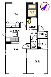 メゾン桜木B 2LDKの間取図画像