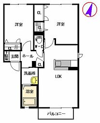 ライフステージ長嶺A 2LDKの間取図画像