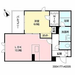 シャーメゾン水雲 1LDKの間取図画像