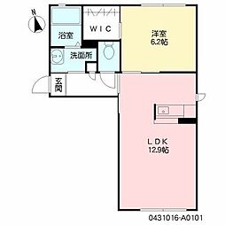 シャンブル・イーストパーク2 1LDKの間取図画像