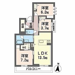 シャーメゾンカトレヤ 3階3LDKの間取り