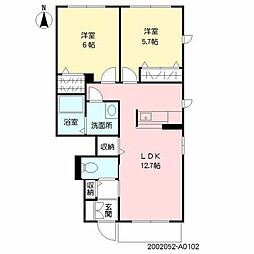 シャーメゾンさくらA 2LDKの間取図画像