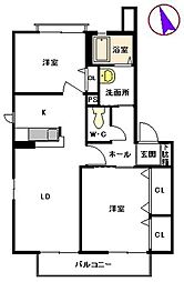 アンリシール　Ｂ棟 2階2LDKの間取り