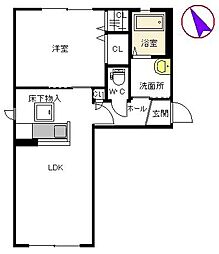 シャーメゾン原町 1LDKの間取図画像