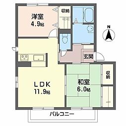 シャーメゾン植田D棟 2LDKの間取図画像