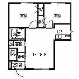 シエル・アクーユ 2LDKの間取図画像