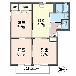 フリージア 3DKの間取図画像