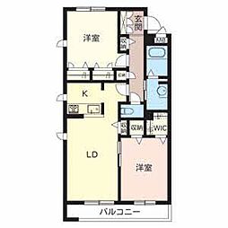 グランドメゾンなかもず 3階2LDKの間取り
