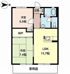 シャトレグランメールB棟 2LDKの間取図画像