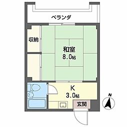 メゾンこやま南棟 1Kの間取図画像