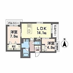 シャーメゾン竹田 2LDKの間取図画像