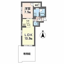 シャーメゾン竹田 1LDKの間取図画像
