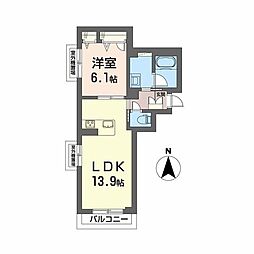 シャーメゾン竹田 1LDKの間取図画像