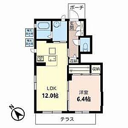 サンハウス2 1LDKの間取図画像