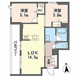 ShaMaison cocolu II 一部みらいエコ対象 2LDKの間取図画像