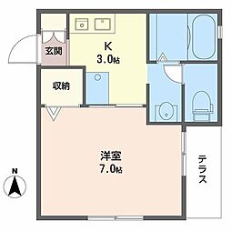 ペールカドゥ我孫子 1Kの間取図画像